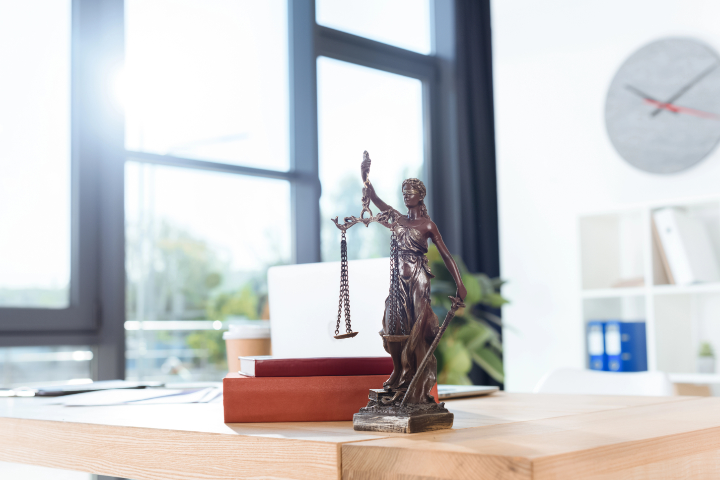 Workplace with Lady Justice